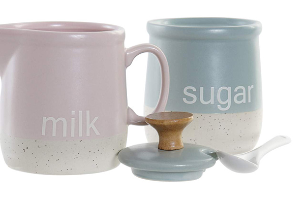 Sugar bowl set 2 stoneware 11x7,5x9 milk 2 mod.