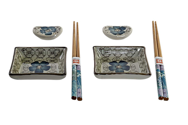 Sushi set 6 bamboo 25,5x17,5x3,5 flowers 2 mod.