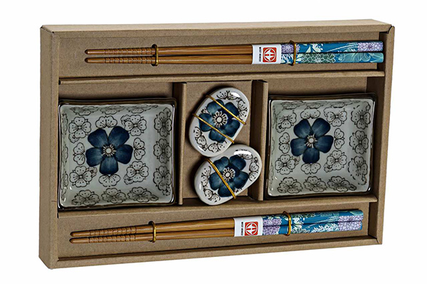 Sushi set 6 bamboo 25,5x17,5x3,5 flowers 2 mod.