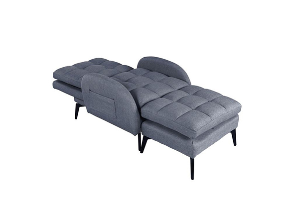 Sofa-bed set 2 polyester metal 74x85x90 dark gray
