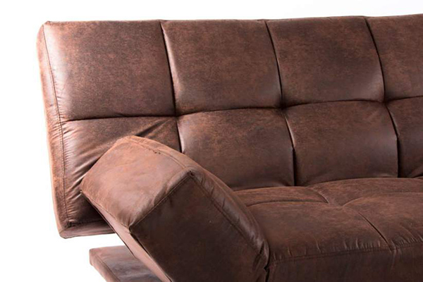 Sofa-bed pu chromed metal 180x85x83 aged brown