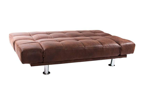 Sofa-bed pu chromed metal 180x85x83 aged brown