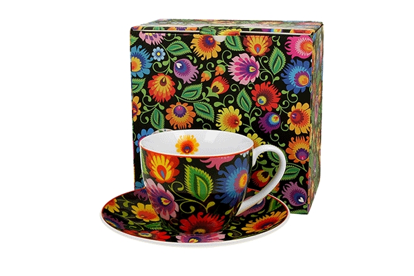 Cup with saucer etnic (window box)