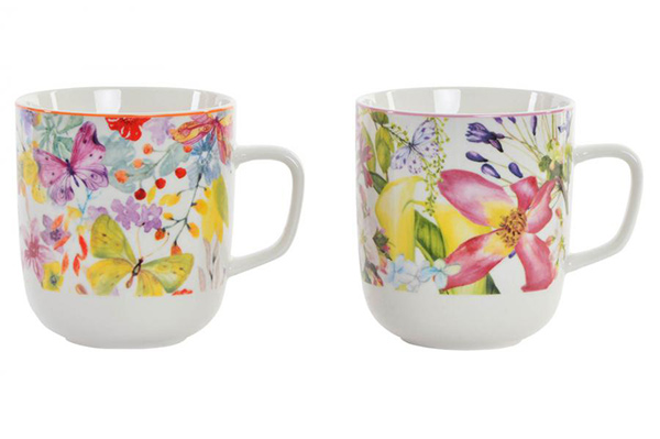 Mug porcelain 11,5x9x10 380ml. flowers 2 mod.