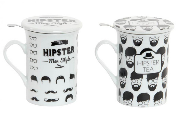 Tea mug porcelain inox 280ml hipster 2 mod.