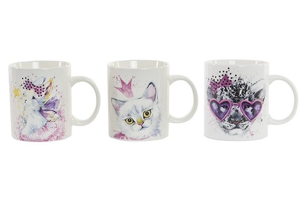 Mug porcelain 12x8x9,5 350ml. cats 3 mod.