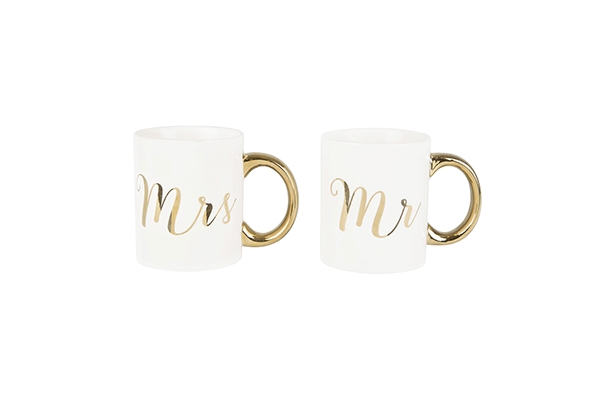 Mr & mrs gold mug assorted