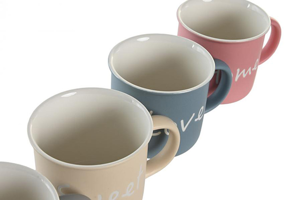 Mug porcelain new bone 12,5x9,8x8,5 360ml, 4 mod.
