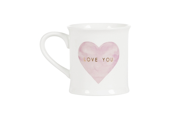 Love you pastel pink heart mug