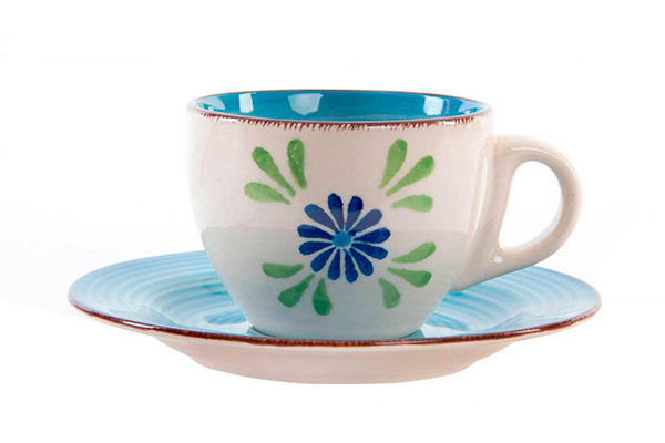 Mug plate set ceramic 8,5x6 200cc/14x2