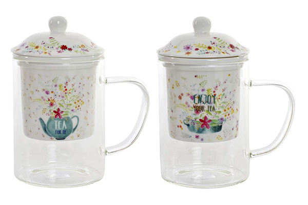 Tea mug glass 12x8x14,5 300 ml. cook with love 2 m