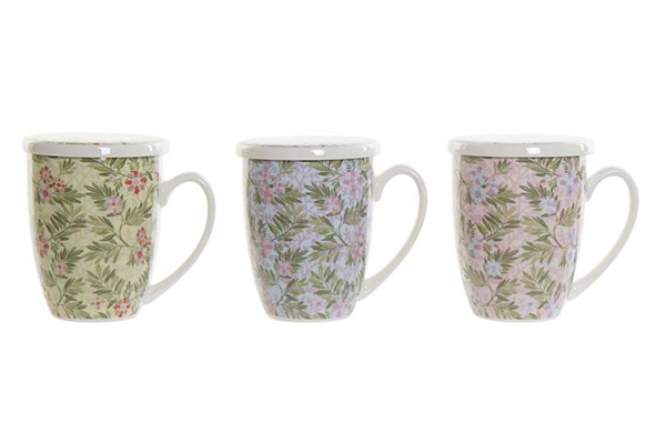 Tea mug porcelain 12x9x11 380ml, flowers 3 mod.