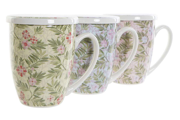 Tea mug porcelain 12x9x11 380ml, flowers 3 mod.