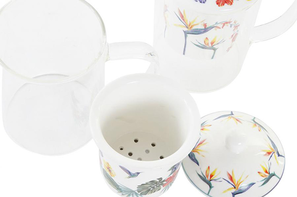 Tea mug glass 12x8x14,5 300ml, tropic 2 mod.
