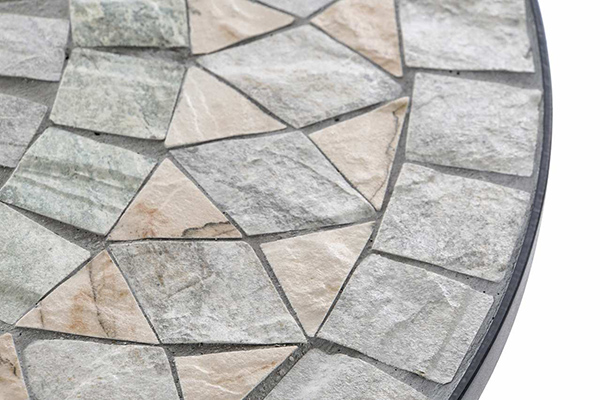 Table metal stone 60x60x72 mosaic multicolored