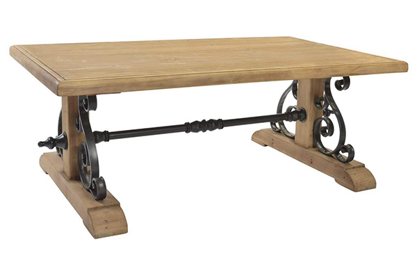 Table wood metal 120x70x45 natural