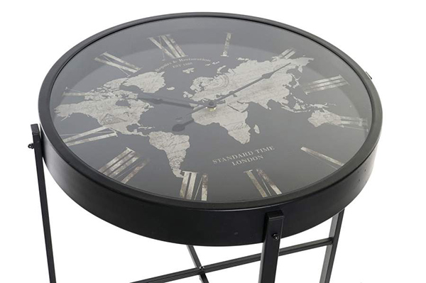Auxiliary table metal glass 52x52x50 world map