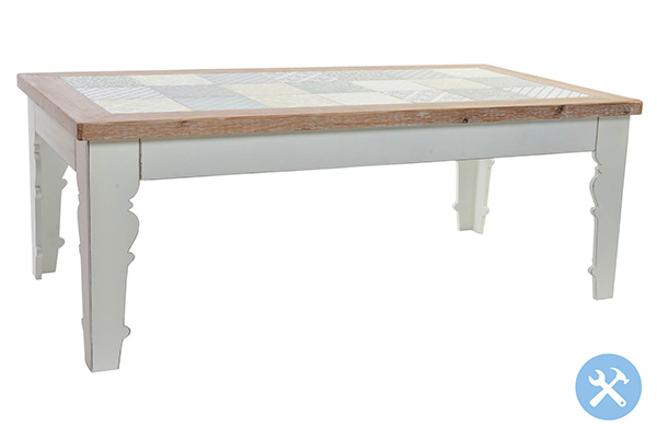 Side table wood 120x60x45,5 tile natural white