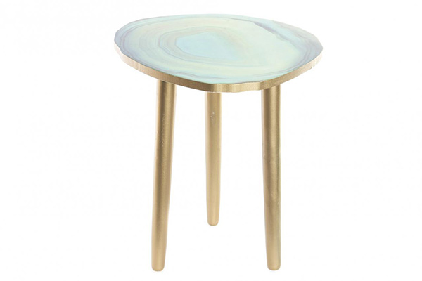 Auxiliary table wood 40x37x42 geoda golden blue