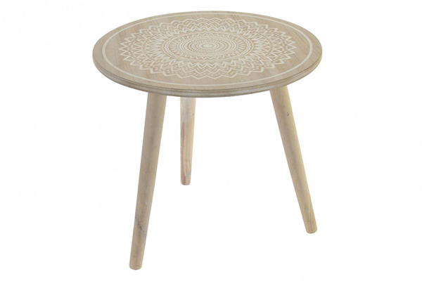 Table wood 45x45x42 mandala white