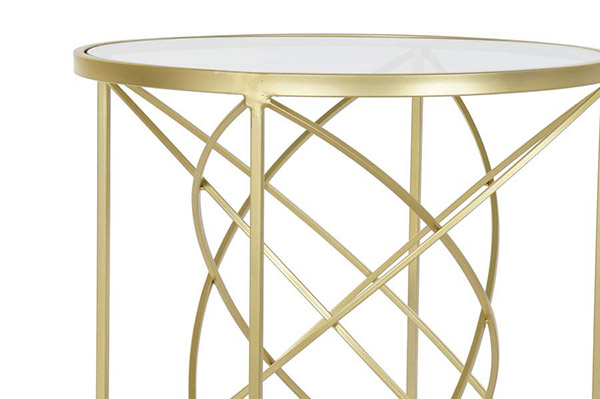 Auxiliary table metal glass 50x50x51 golden