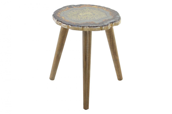Auxiliary table wood 37x34x46 geoda yellow