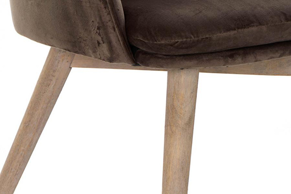 Chair velvet rubberwood 56x55x70 brown