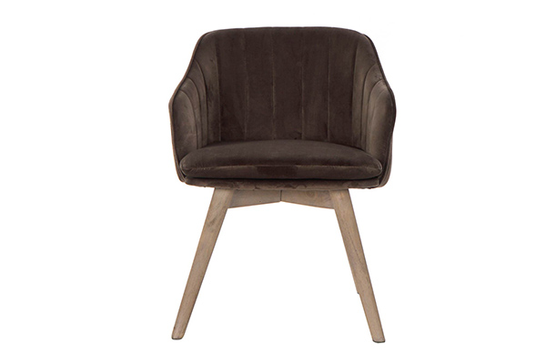 Chair velvet rubberwood 56x55x70 brown
