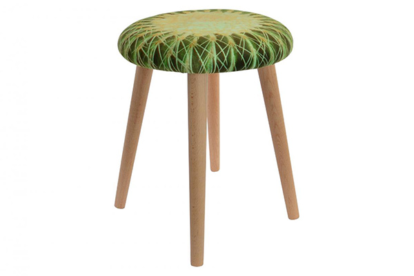 Footrest polyester wood 35x35x44 cactus