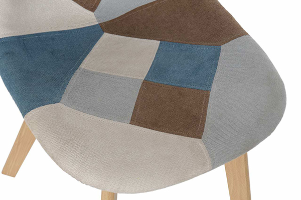 Chair polyester beech 46x54x80 patchwork sky blue