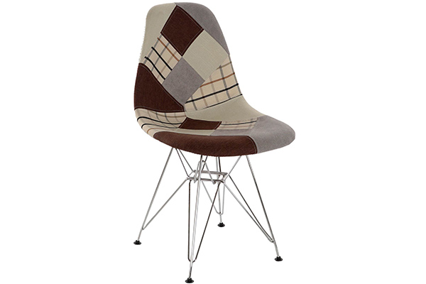 Chair polyester metal 47x49x83 47cm patchwork grey