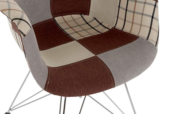 Chair polyester metal 63x61x82 46cm patchwork grey
