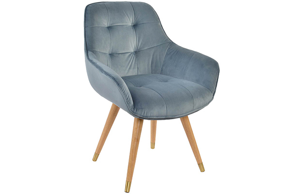 Chair polyester rubberwood 63x60x82 velvet grey