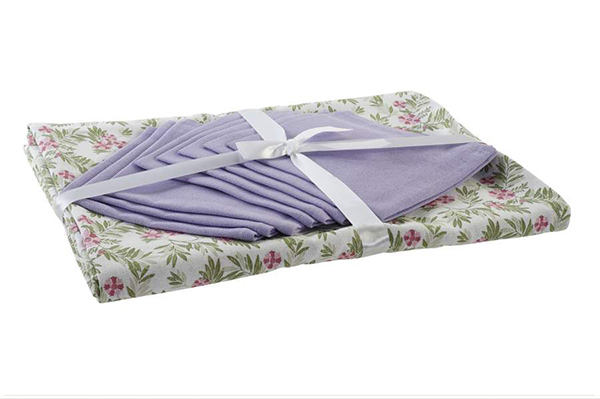Tablecloth set 9 cotton 150x250x0,5 flowers green