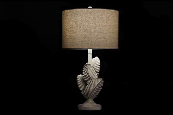 Table lamp resin polyester 38x38x72 feathers aged