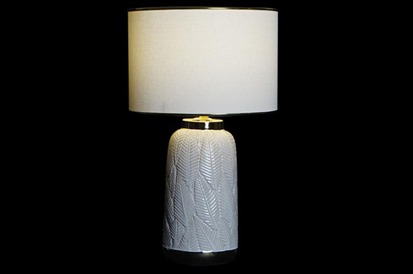 Table lamp ceramic linen 32x32x55 leaves cream