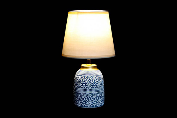 Table lamp stoneware polyester 18x18x31 2 mod.