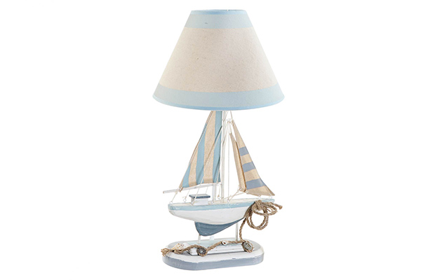 Table lamp mdf polyester 25x25x51 ship blue
