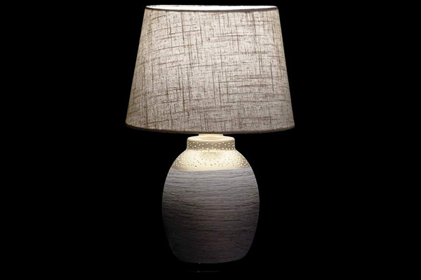 Table lamp stoneware polyester 23x23x35 2 mod.