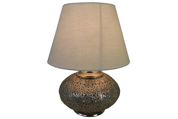 Table lamp metal polyester 30x30x40 ethnic chromed