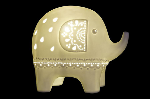 Table lamp porcelain led 22x12x19 elephant white