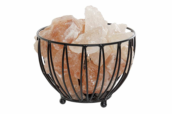 Table lamp salt metal 23x23x17 stones natural