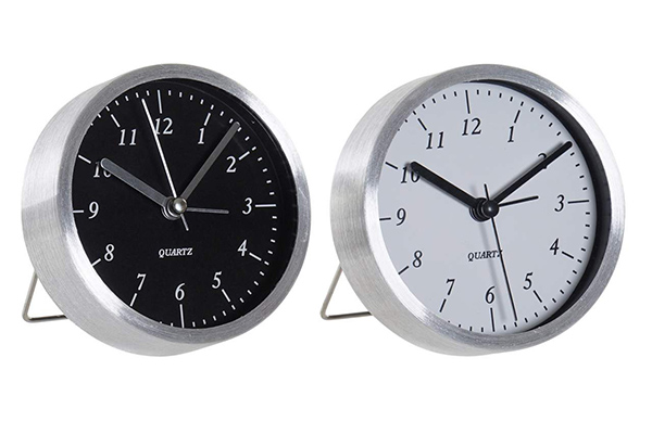Alarm clock aluminium glass 9,2x4x9,2 2 mod.