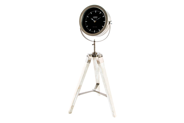Stand clock wood metal 30x30x67 aged white
