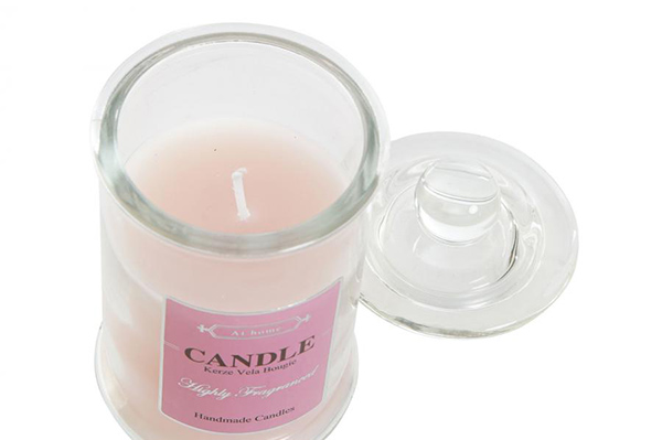Candle glass 6x6x11 98 gr. boat pink