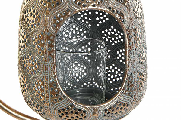 Candle holder metal glass 16x13x41 pendant bronze