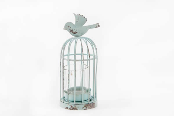 Svećnjak metalni kavez sa pticom