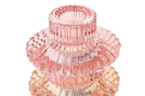 Candle holder glass 8x8x12,5 multicolored