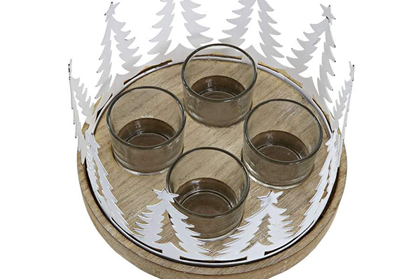 Candle holder wood metal 18,5x18,5x11,5 4 candles