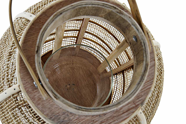 Candle holder bamboo rope 21x21x34,5 white